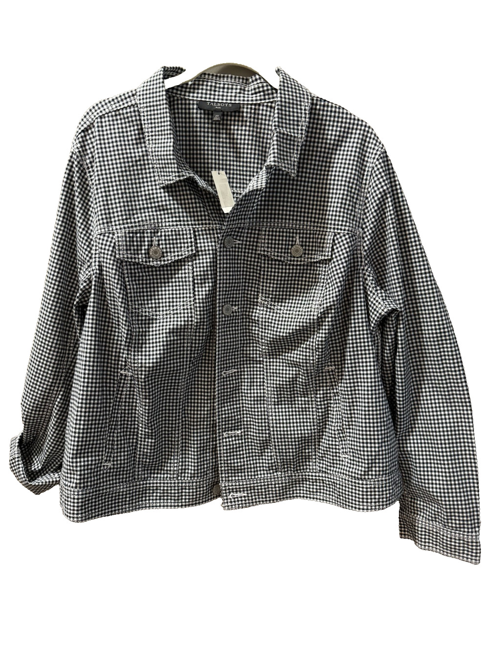 NWT Talbots Blk/White Check Lightweight Cotton Jacket 2X